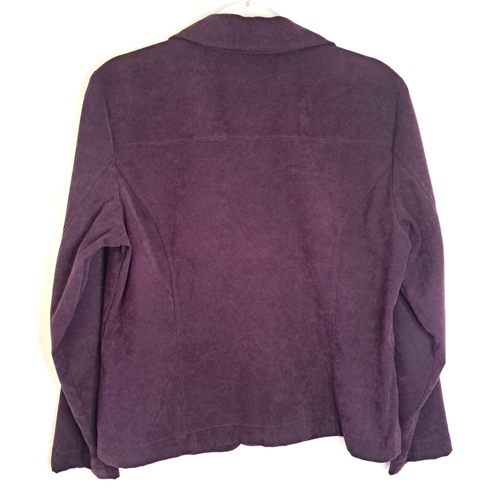 Faux Suede‎ Purple Shirt Jacket Women's L Purple Stretch Buttons Casual Soft - Picture 6 of 12
